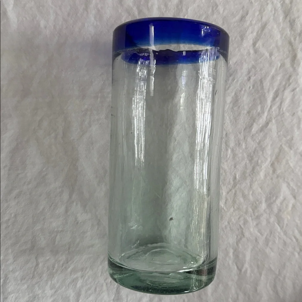 MEXICO HANDBLOWN GLASS COBALT BLUE REPLACEMENT TUMBLER BARWARE VINTAGE 90s 14 oz